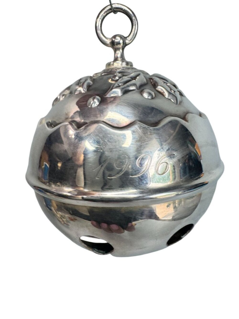 Reed & Barton Holly Bell Christmas Ornament 1996 Silverplate Jingle Bell - Picture 3 of 7